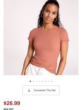 Women’s Short Sleeve Ribbed Tee in Dusty Peach